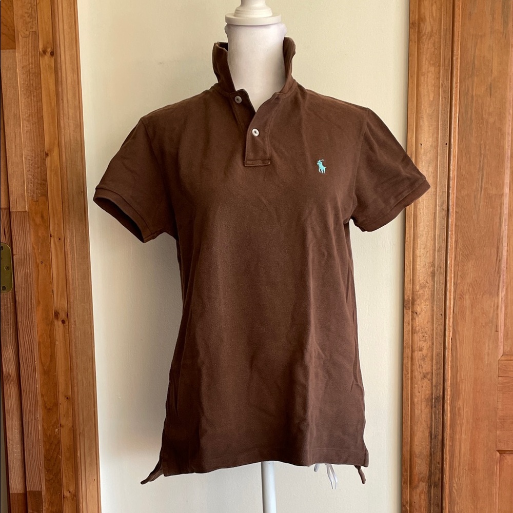 RALPH LAUREN Blue Label Classic Fit Brown Short Sleeve Polo Shirt M